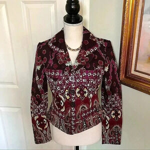 THALIA Sodi 90’s Vintage paisley maroon mod blazer S